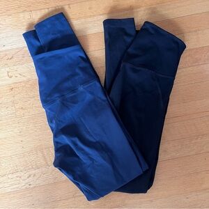 Lot of 2 Girlfriend Collective Compressive Leggings Dark Blue, Black Extra Small